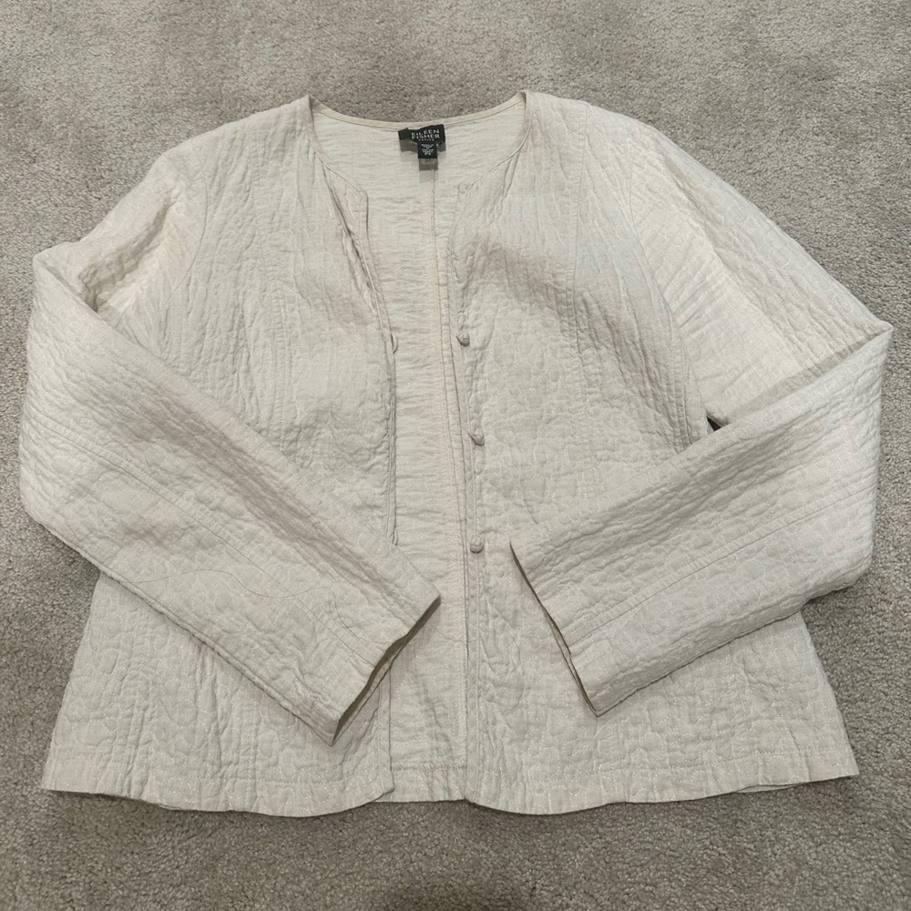 Eileen Fisher Quilted Cream Jacket
